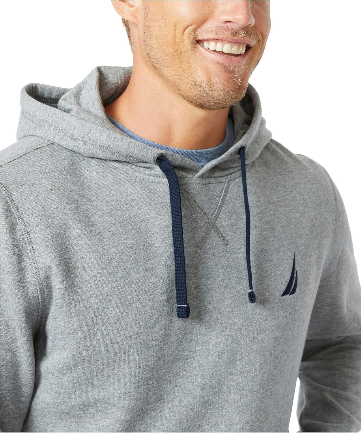 image:imageNautica Mens Mens Jclass Logo Fleece HoodieStone Grey Heather