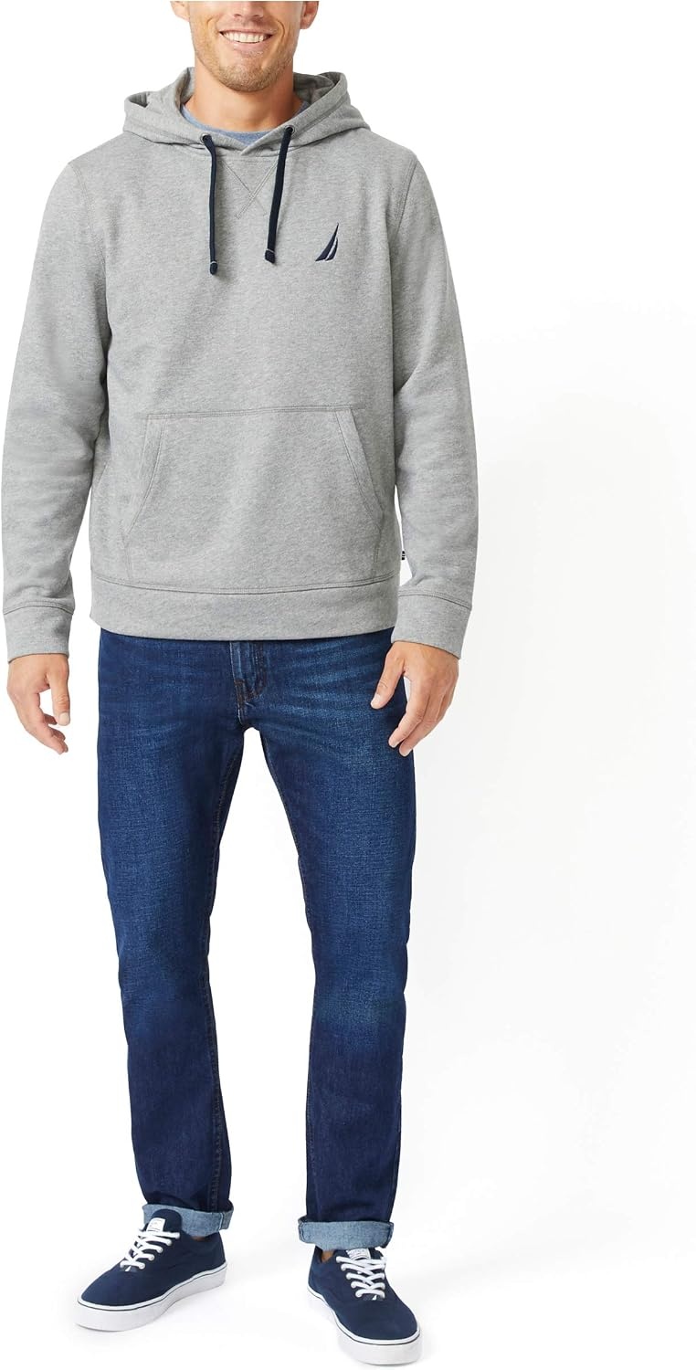 image:imageNautica Mens Mens Jclass Logo Fleece HoodieStone Grey Heather