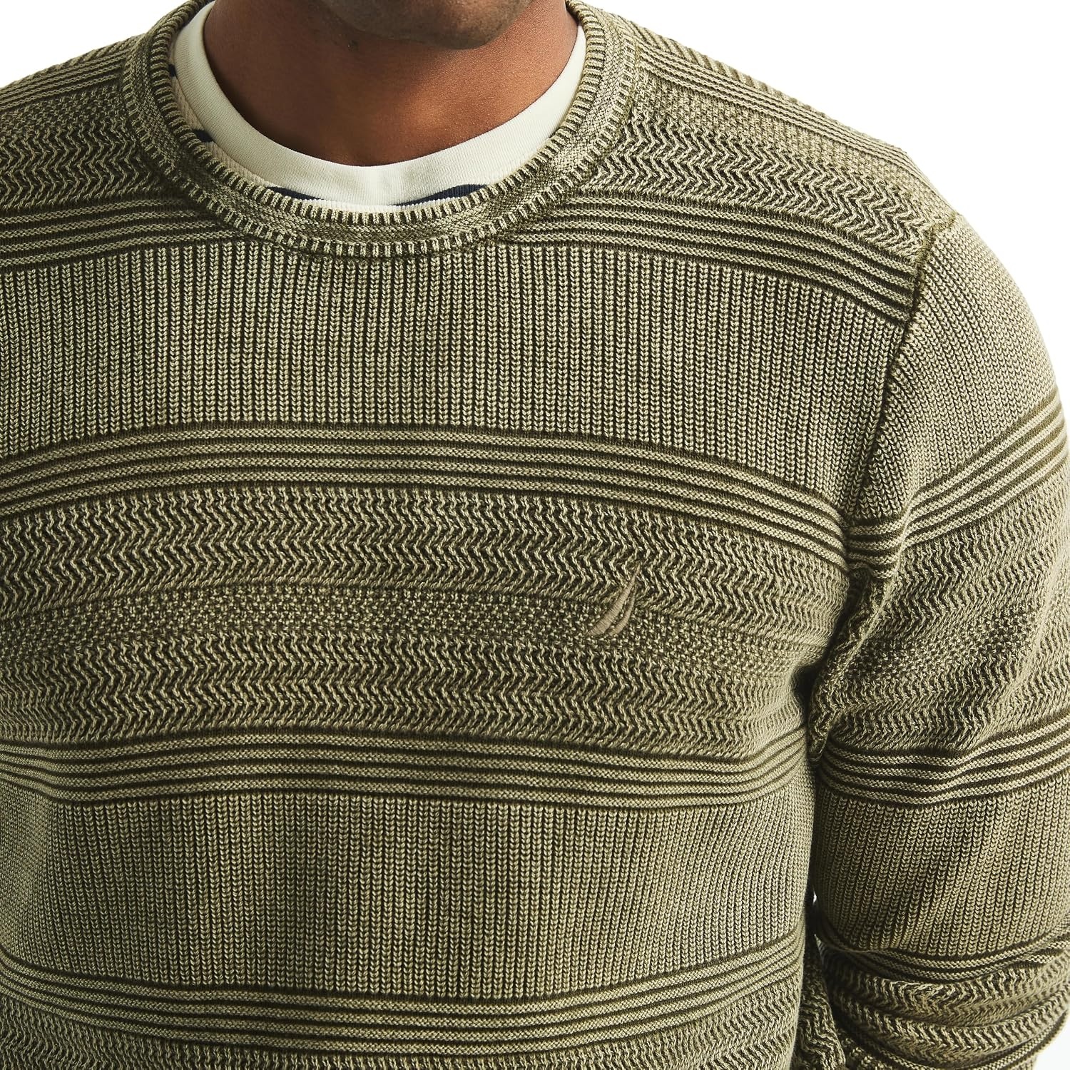 image:imageNautica Mens Mens Stonewashed Crewneck SweaterCombat Olive