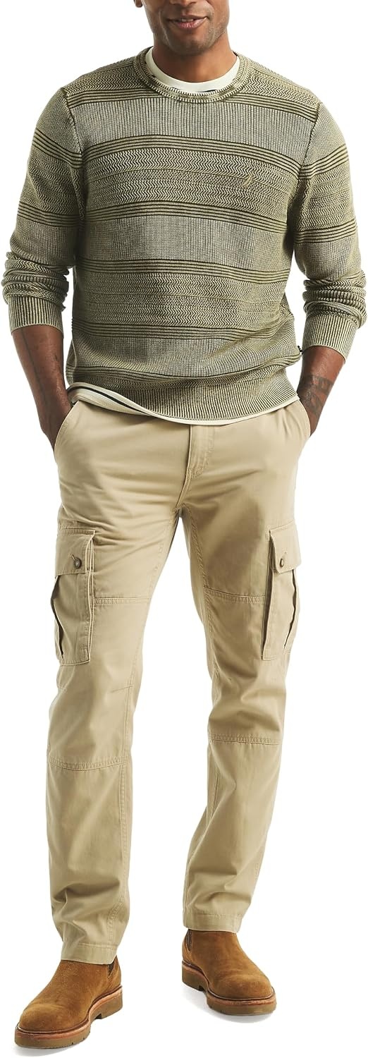 image:imageNautica Mens Mens Stonewashed Crewneck SweaterCombat Olive