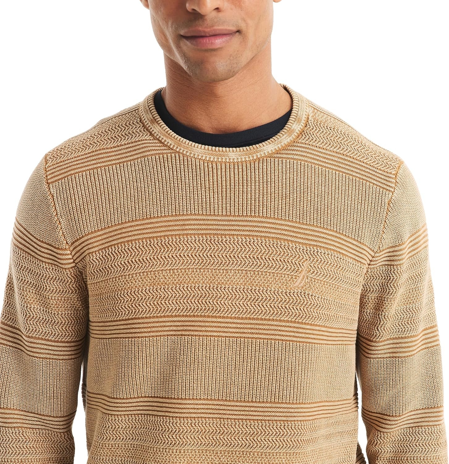 image:imageNautica Mens Mens Stonewashed Crewneck SweaterHoney Mustard