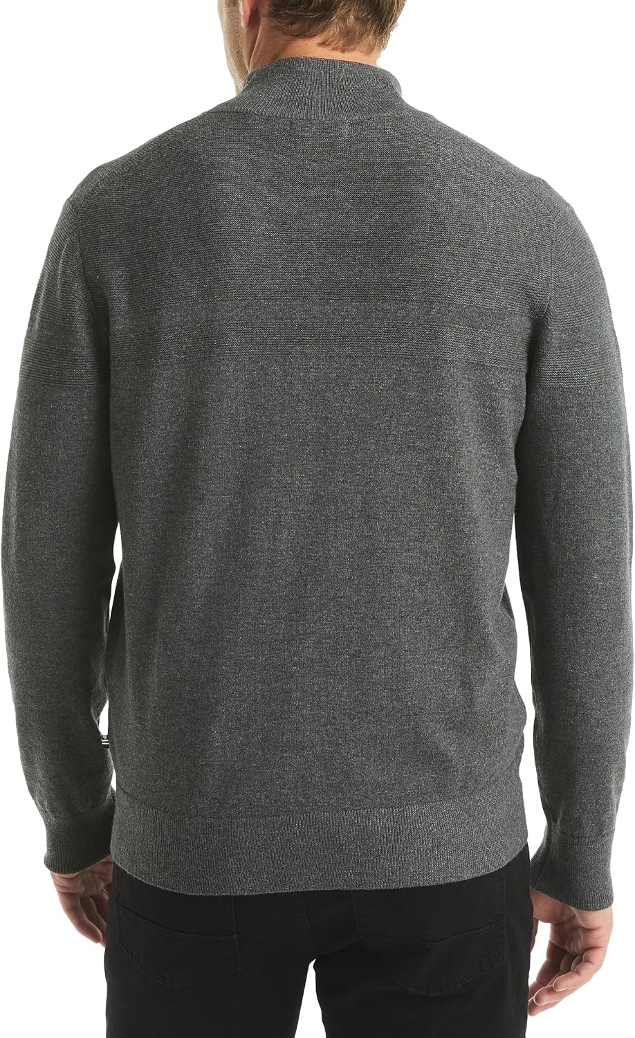 image:imageNautica Mens Mock Full Zip SweaterCharcoal Heather