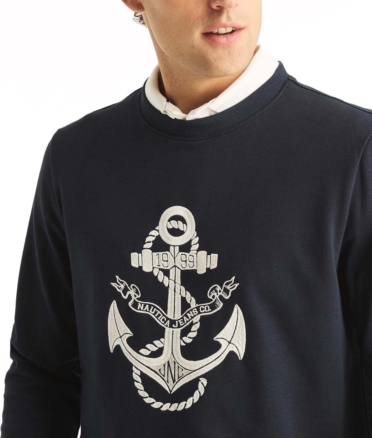 image:imageNautica Mens Nautica Anchor Graphic Fleece PulloverNavy