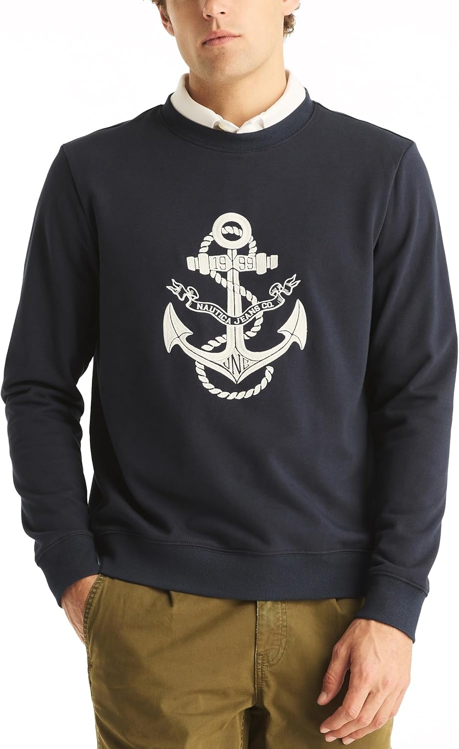 image:imageNautica Mens Nautica Anchor Graphic Fleece PulloverNavy