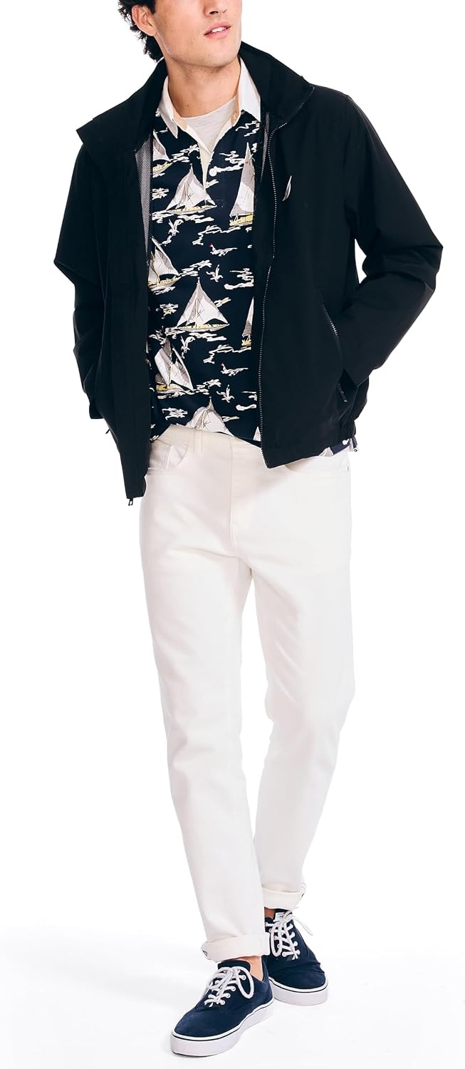 image:imageNautica Mens Nautica Rainbreaker Bomber JacketTrue Black