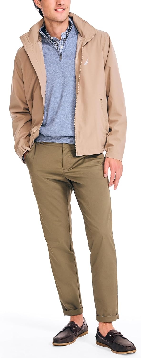image:imageNautica Mens Nautica Rainbreaker Bomber JacketTrue Khaki