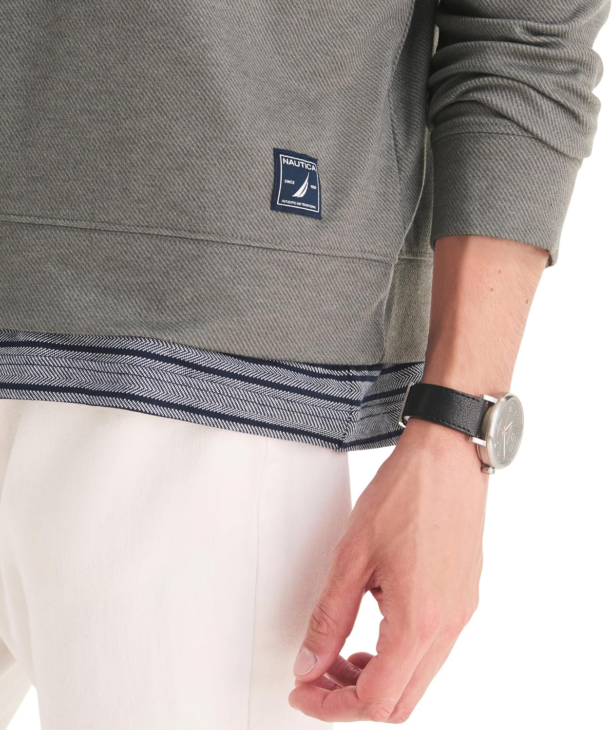 image:imageNautica Mens Twill Doubleknit Active TopCharcoal Heather