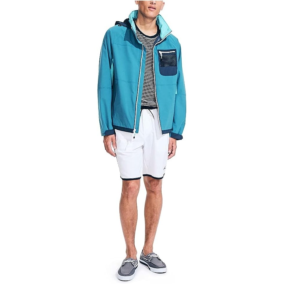 image:imageNautica Mens Lightweight Colorblock Hooded JacketRich Teal