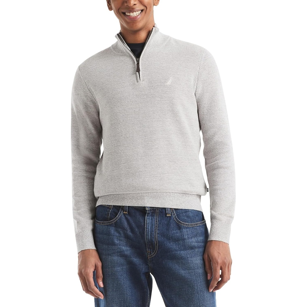 image:imageNautica Mens Marled 14 Zip SweaterSail White