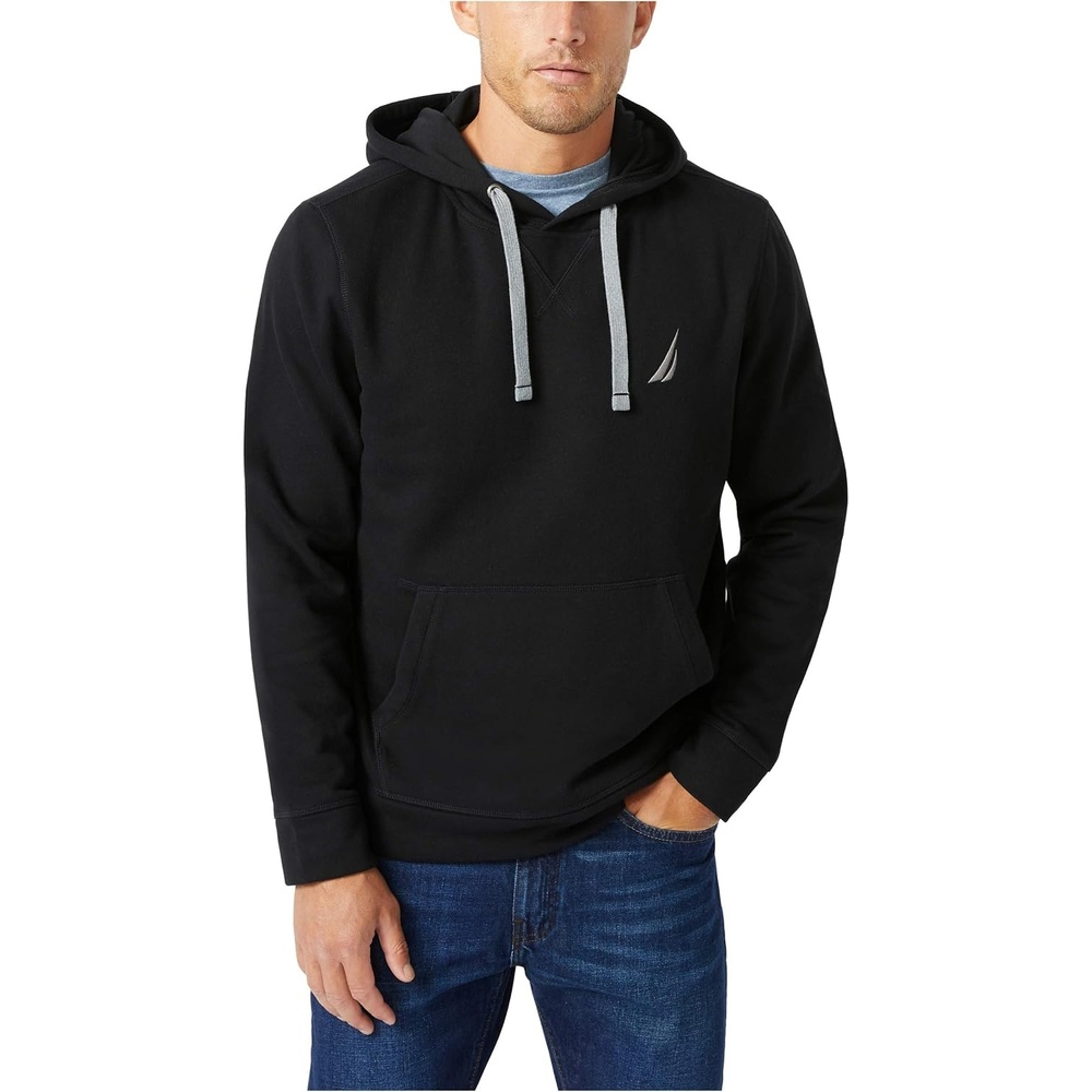 image:imageNautica Mens Mens Jclass Logo Fleece HoodieTrue Black