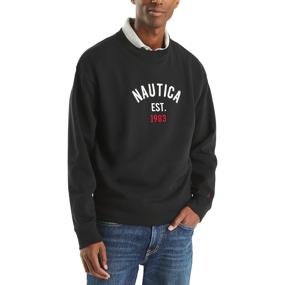 image:imageNautica Mens Mens Pullover Logo Graphic HoodieBlack
