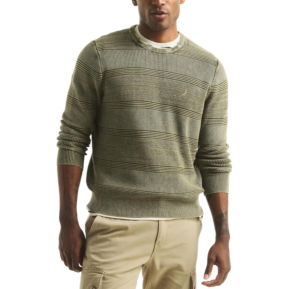image:imageNautica Mens Mens Stonewashed Crewneck SweaterCombat Olive