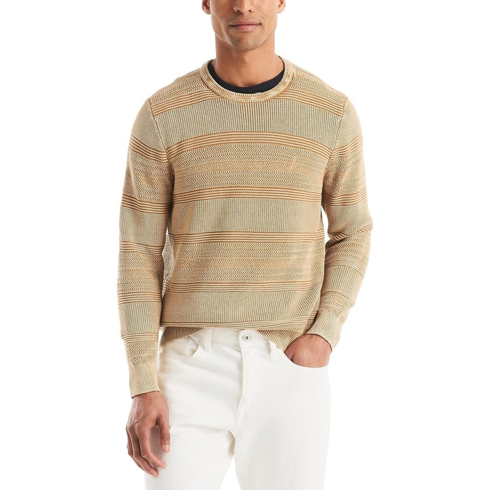 image:imageNautica Mens Mens Stonewashed Crewneck SweaterHoney Mustard