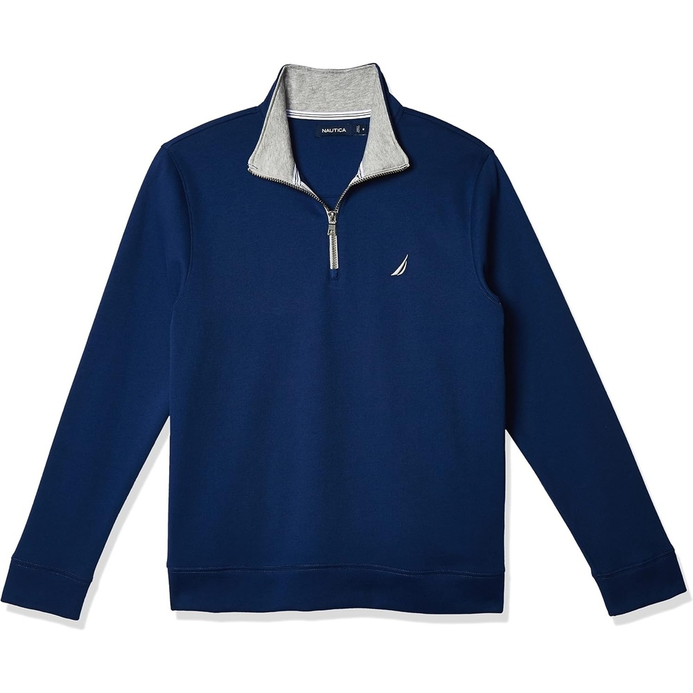 image:imageNautica Mens Solid 14 Zip Fleece SweatshirtEstate Blue