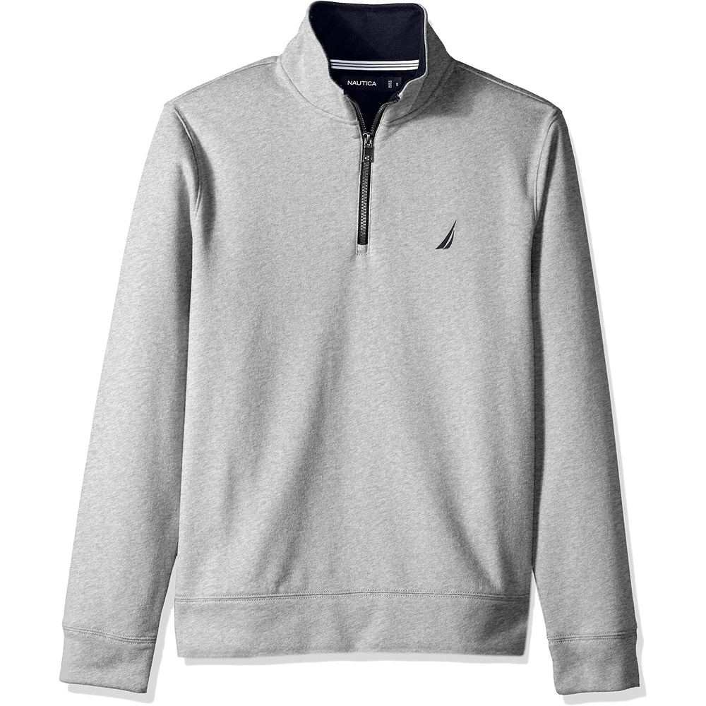 image:imageNautica Mens Solid 14 Zip Fleece SweatshirtGrey Heather