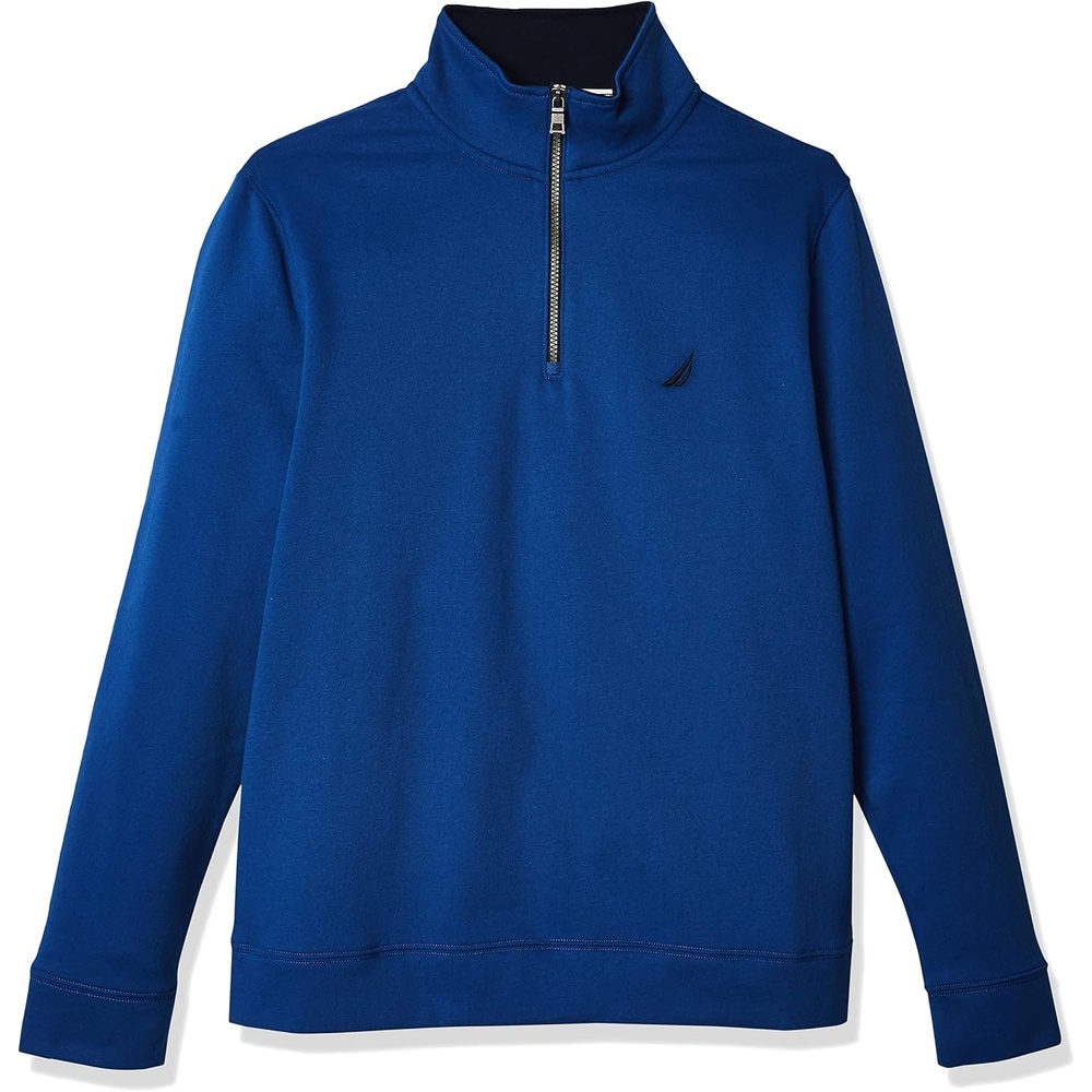image:imageNautica Mens Solid 14 Zip Fleece SweatshirtMonaco Blue