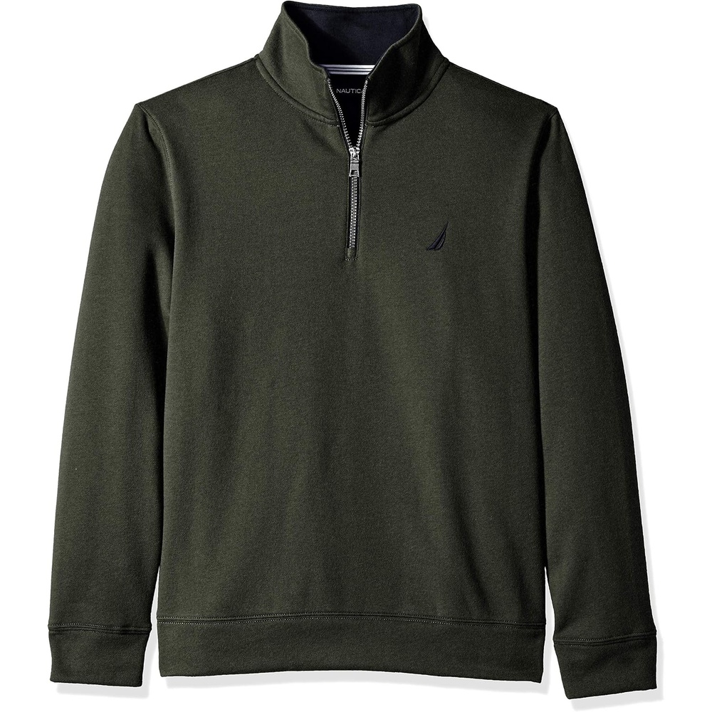 image:imageNautica Mens Solid 14 Zip Fleece SweatshirtMoss Heather