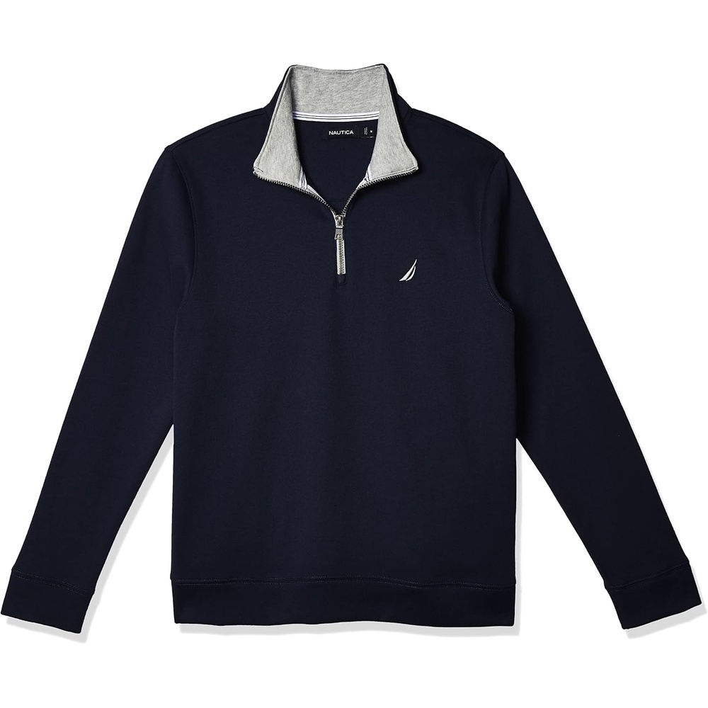 image:imageNautica Mens Solid 14 Zip Fleece SweatshirtNavy