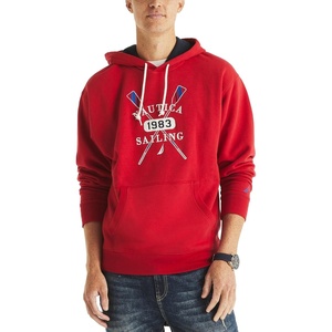 Nautica Men’s Men’s Pullover Logo Graphic Hoodie(Red)