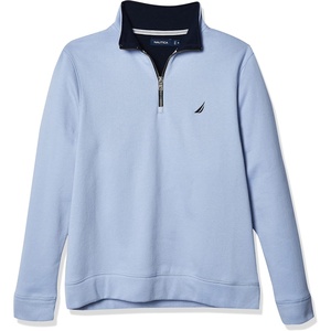 Nautica Men’s Solid 1/4 Zip Fleece Sweatshirt(Linen Blue)