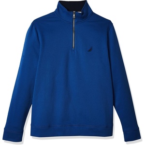 Nautica Men’s Solid 1/4 Zip Fleece Sweatshirt(Monaco Blue)