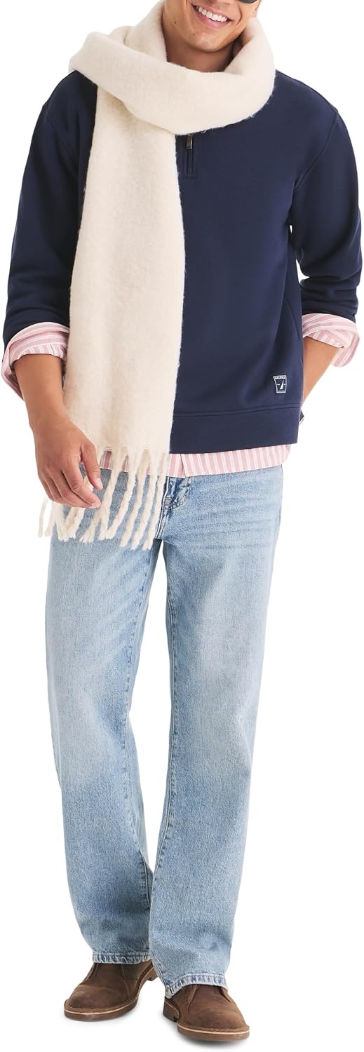 image:imageNautica Mens Fleece Zipup Polo SweatshirtNavy Seas