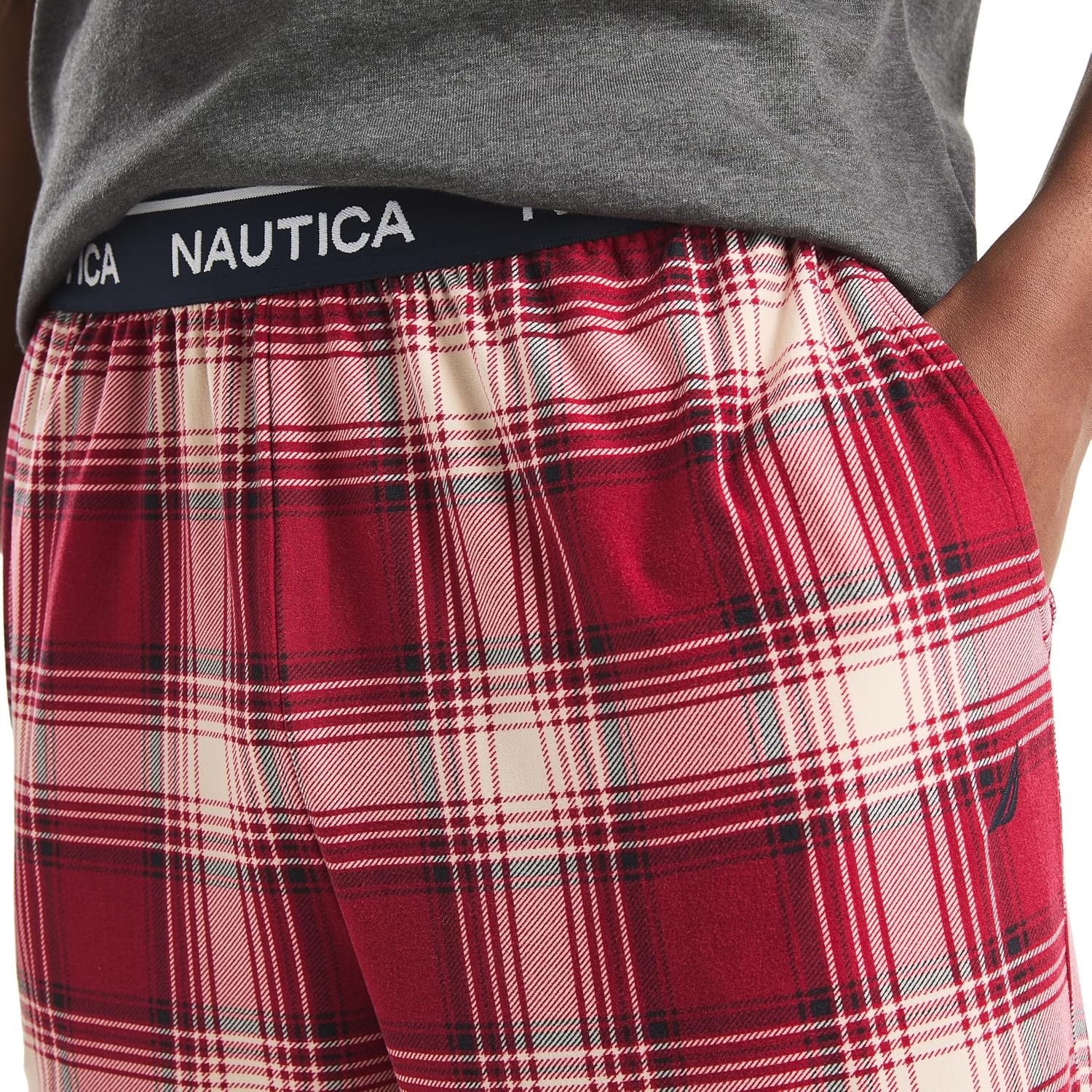 image:imageNautica Mens Restluxe Plaid Pajama PantsRio Red