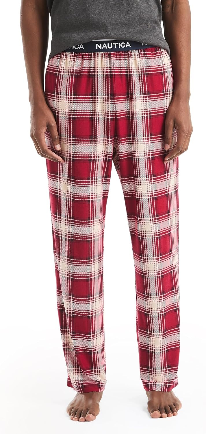 image:imageNautica Mens Restluxe Plaid Pajama PantsRio Red