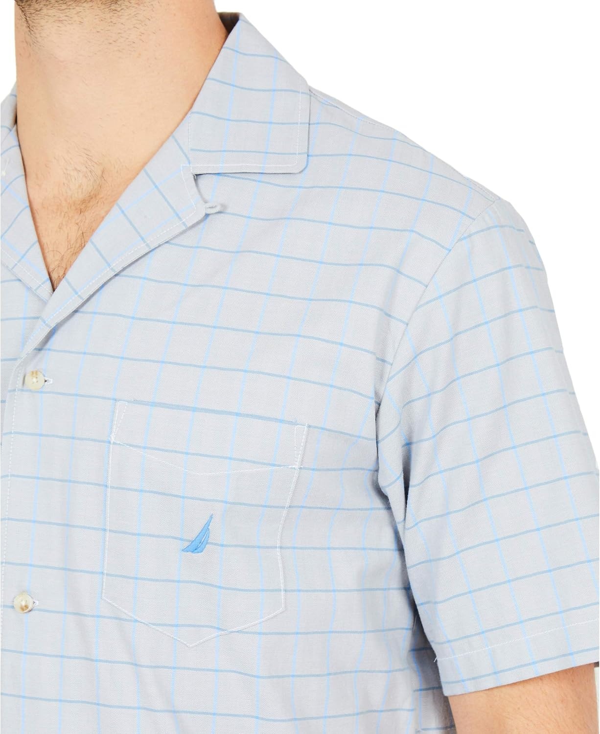 image:imageNautica Mens Short Sleeve 100 Cotton Soft Woven Button Down Pajama TopGrey