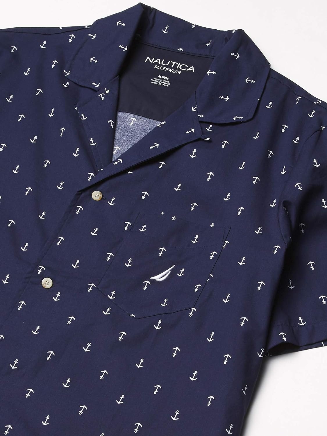 image:imageNautica Mens Short Sleeve 100 Cotton Soft Woven Button Down Pajama TopMaritime Navy