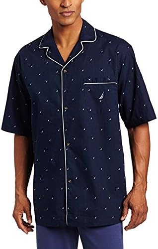 image:imageNautica Mens Short Sleeve 100 Cotton Soft Woven Button Down Pajama TopPeacoat