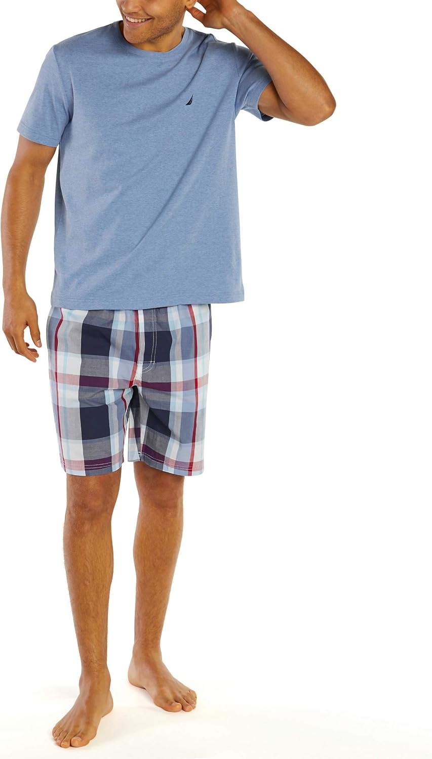 image:imageNautica Mens Striped Sleep TShirtMarina Blue Heather