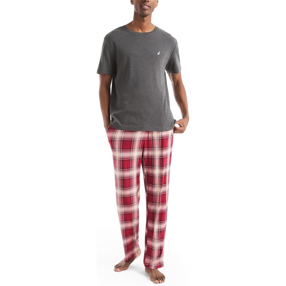 image:imageNautica Mens Restluxe Plaid Pajama PantsRio Red