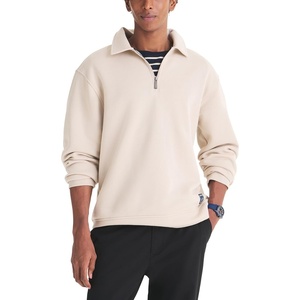 Nautica Men’s Fleece Zip-up Polo Sweatshirt(Mushroom)