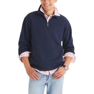 Nautica Men’s Fleece Zip-up Polo Sweatshirt(Navy Seas)