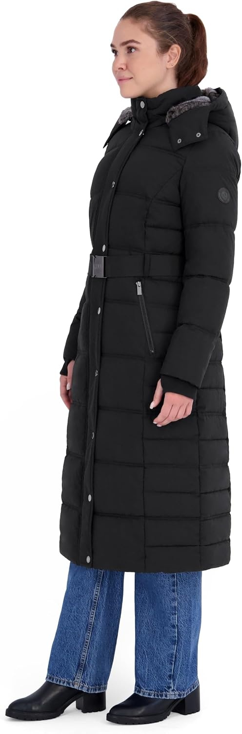 image:imageNautica Womens Belted Maxi Puffer CoatBlack