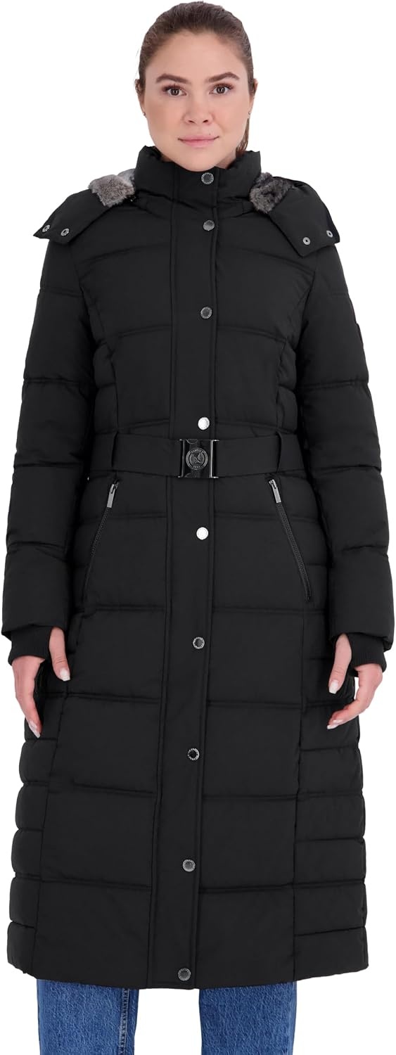 image:imageNautica Womens Belted Maxi Puffer CoatBlack