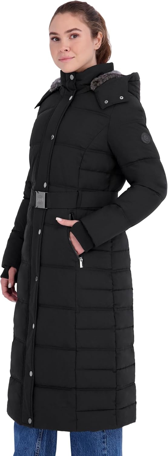 image:imageNautica Womens Belted Maxi Puffer CoatBlack