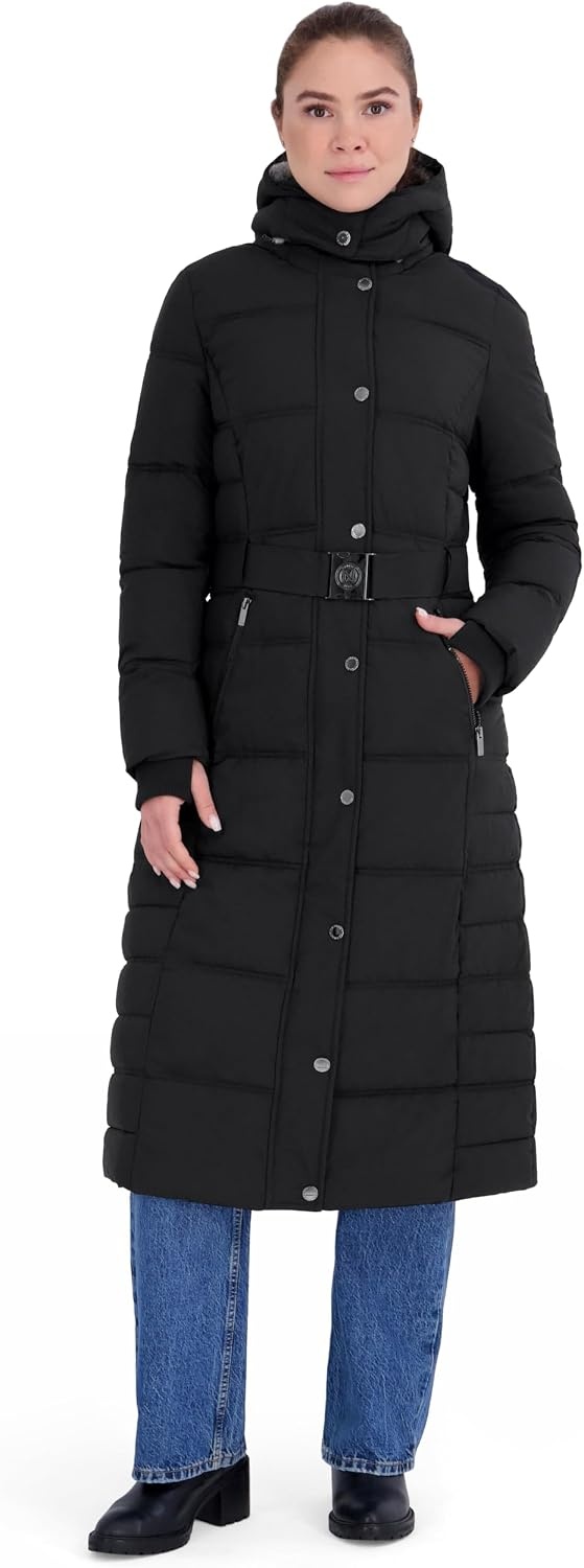 image:imageNautica Womens Belted Maxi Puffer CoatBlack