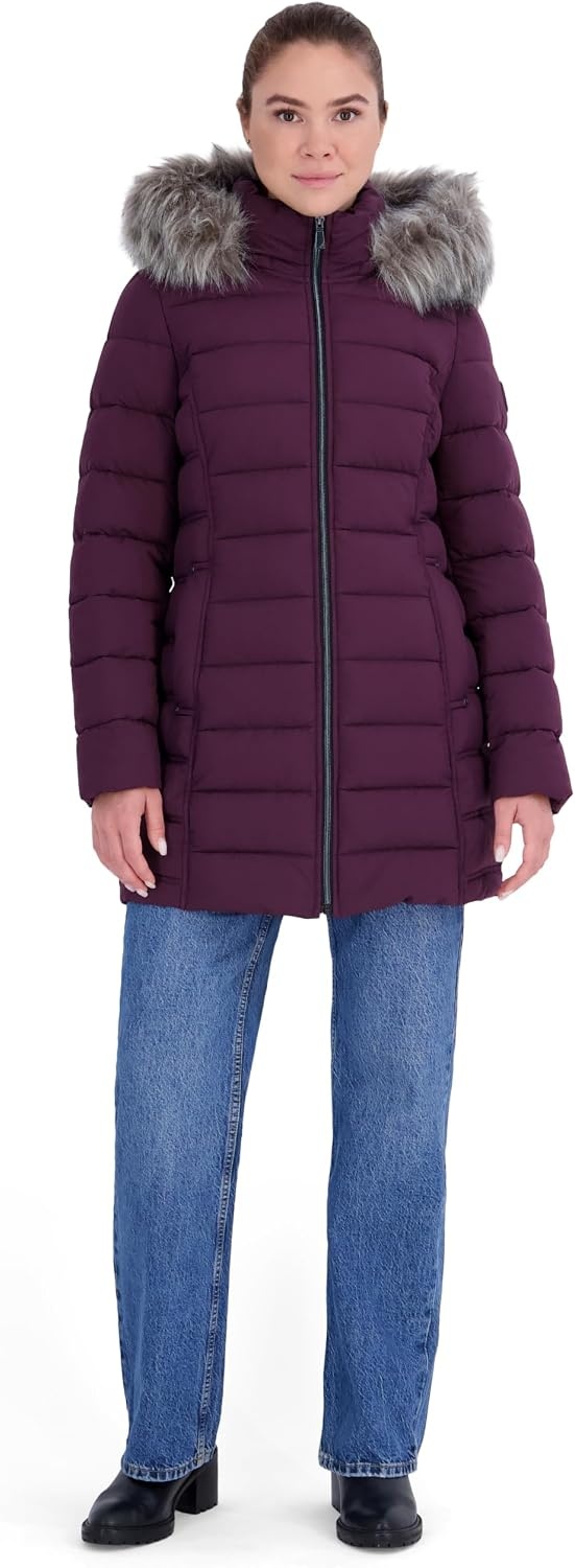 image:imageNautica Womens Stretch Puffer CoatPlum Perfect