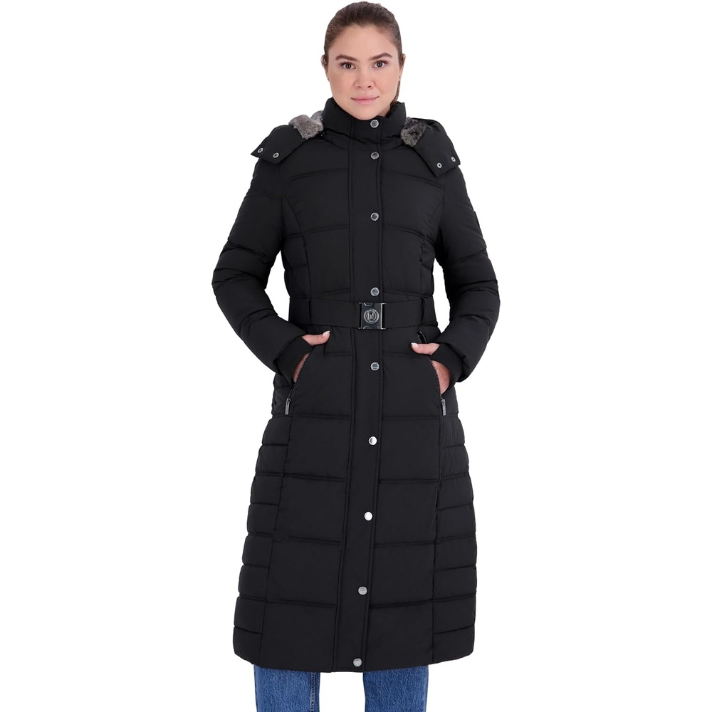 image:imageNautica Womens Belted Maxi Puffer CoatBlack