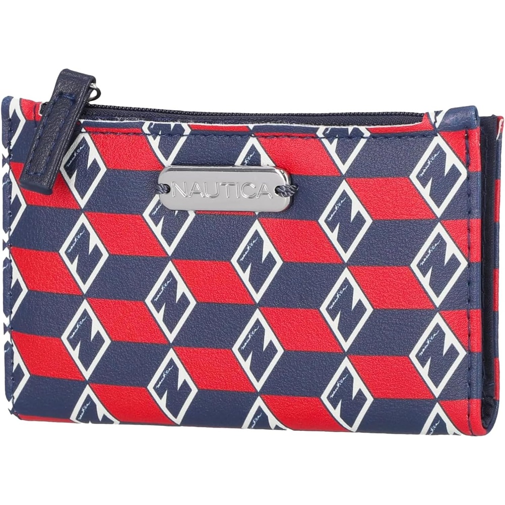image:imageNautica High Tide Small Wallet for Women RFID Blocking Slim Credit Card Holder with Zipper Coin Pocket Bifold Compact Wallet with ID Window BlackAmericana