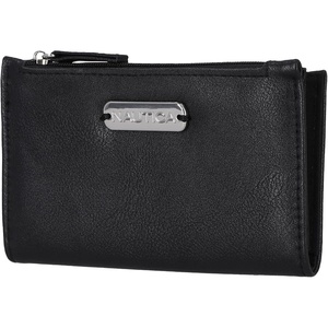 Nautica High Tide Small Wallet for Women, RFID Blocking Slim Credit Card Holder with Zipper Coin Pocket, Bifold Compact Wallet with ID Window, Black(Black V2)