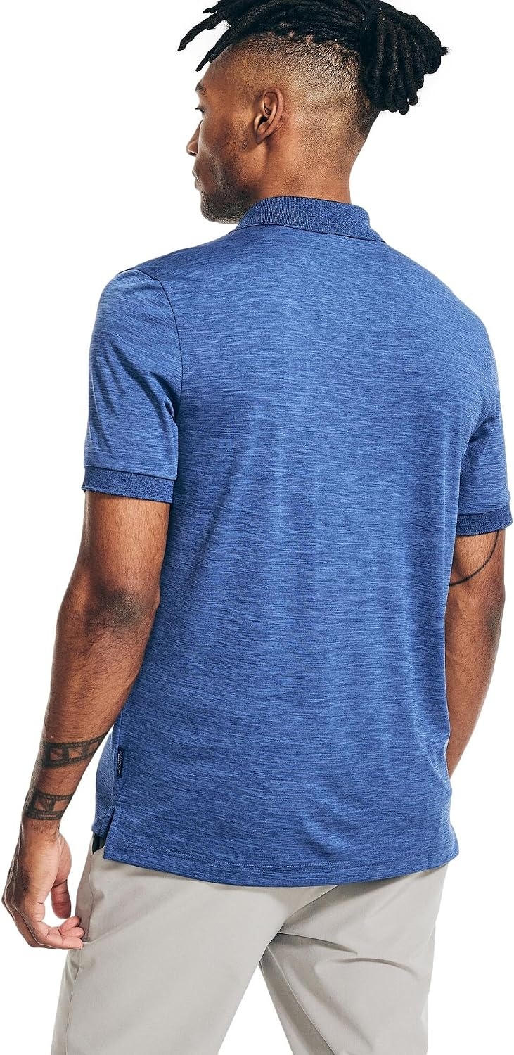 image:imageNautica Mens Classic Short Sleeve Solid Performance Deck Polo ShirtNavtech Performance Stlr Blue Heather