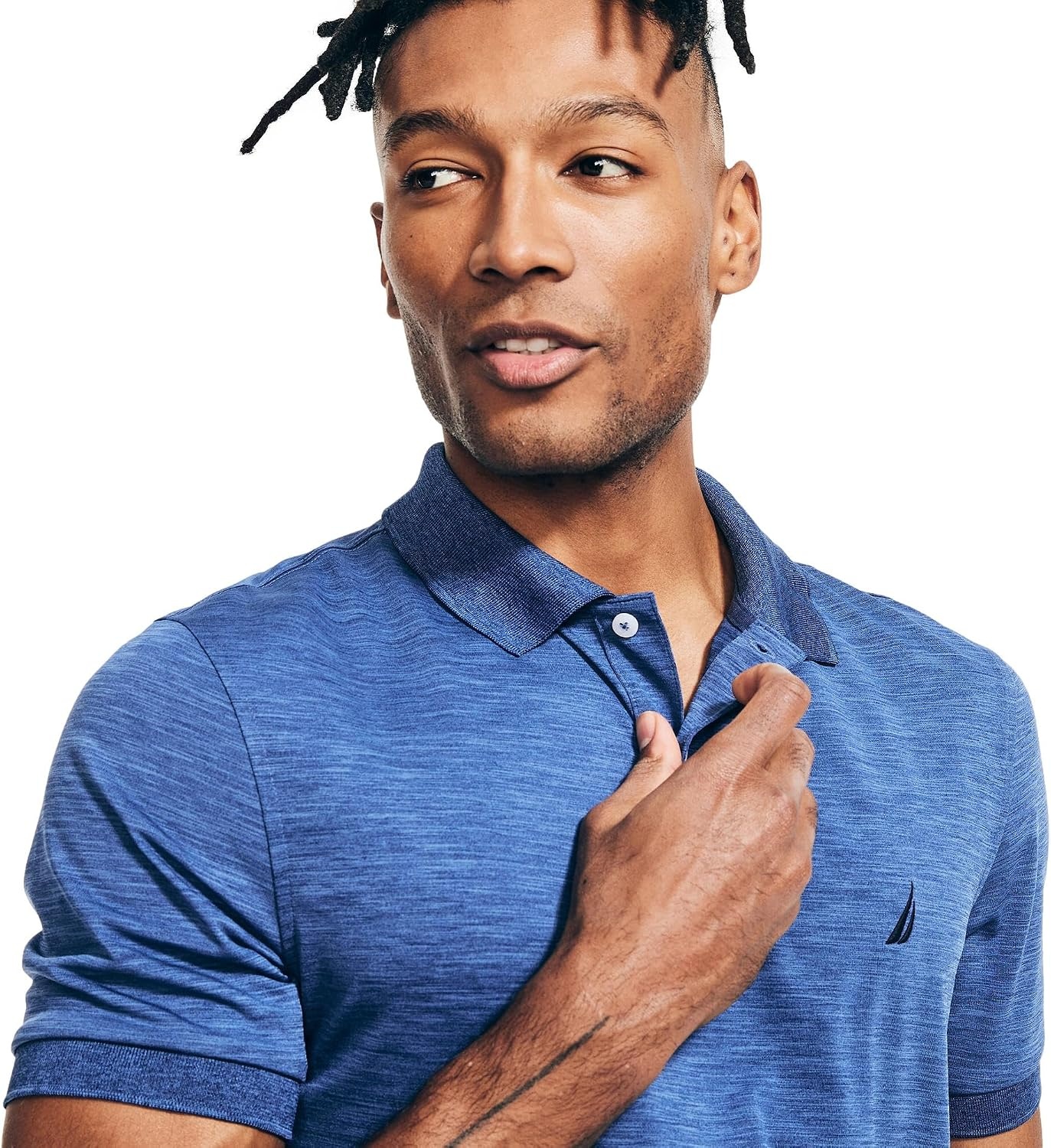 image:imageNautica Mens Classic Short Sleeve Solid Performance Deck Polo ShirtNavtech Performance Stlr Blue Heather