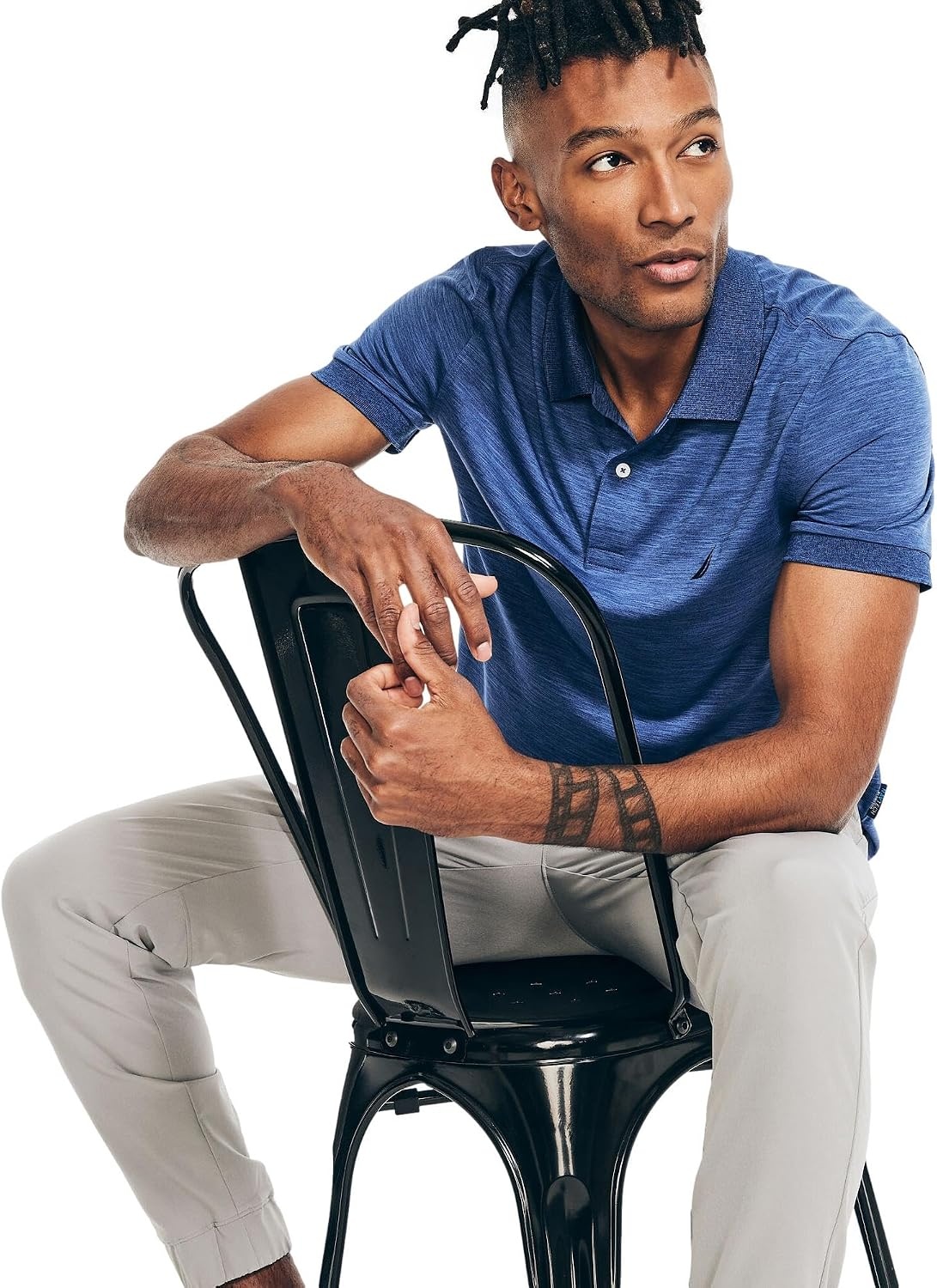 image:imageNautica Mens Classic Short Sleeve Solid Performance Deck Polo ShirtNavtech Performance Stlr Blue Heather
