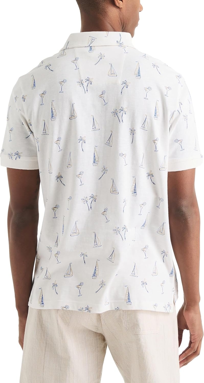 image:imageNautica Mens Mens Classicfit Sailboat Graphic Polo ShirtBright White
