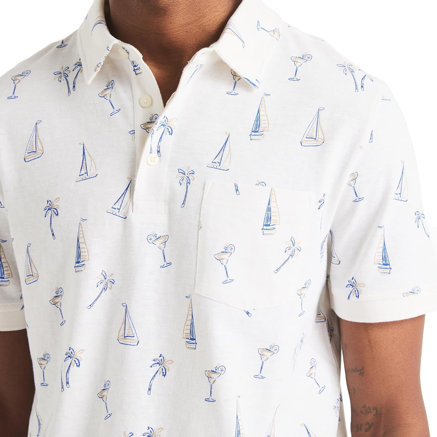 image:imageNautica Mens Mens Classicfit Sailboat Graphic Polo ShirtBright White