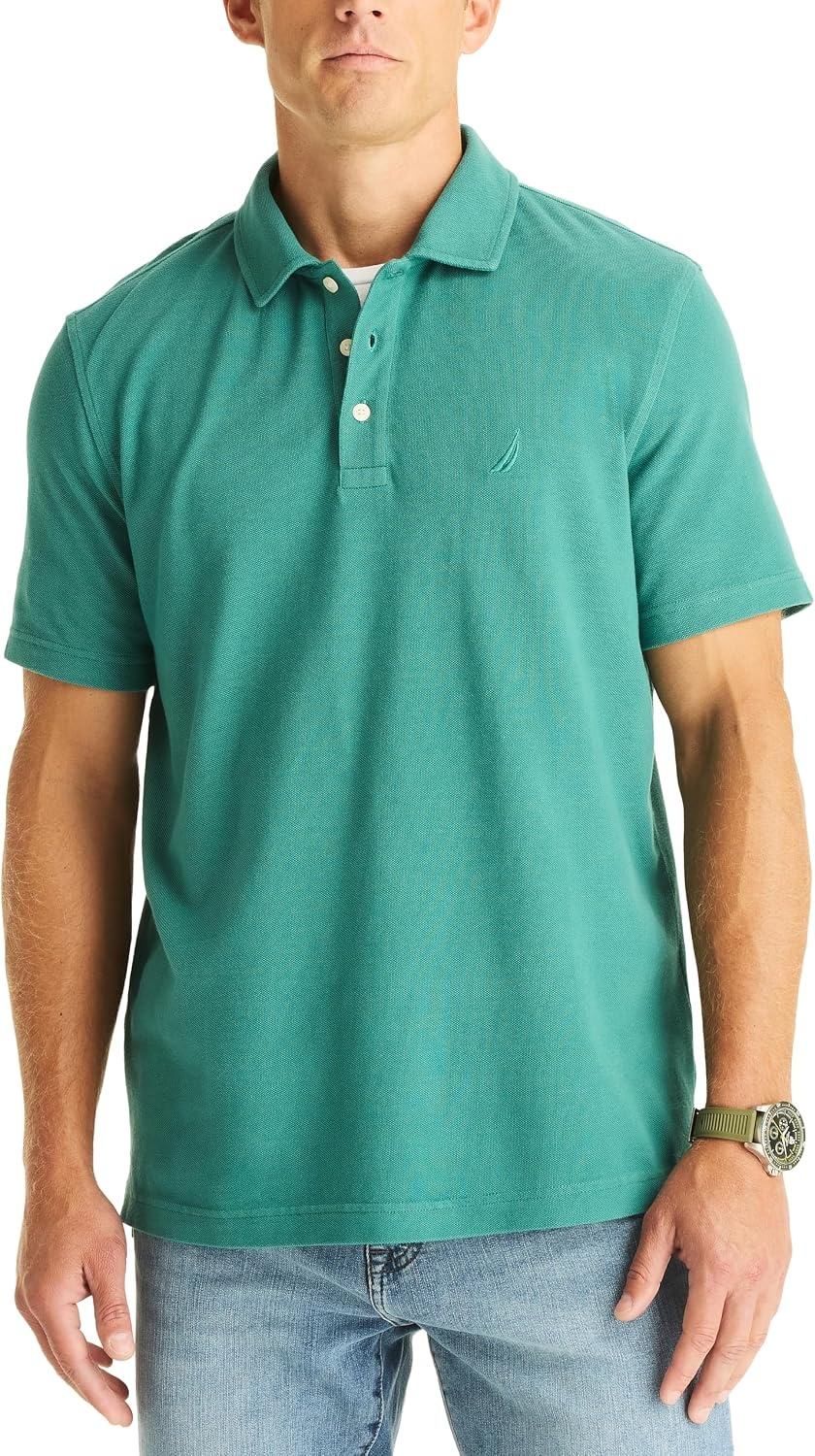 image:imageNautica Mens Nautica Mens Short Sleeve Polo ShirtBig Sur Green