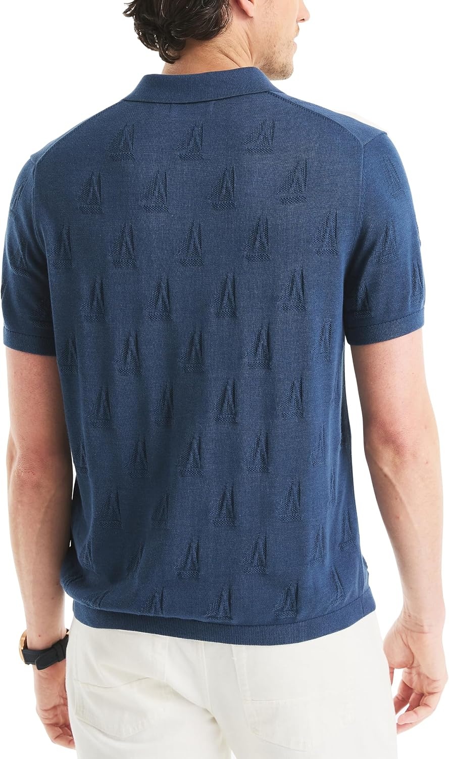 image:imageNautica Mens Printed Sweater Polo ShirtLapis Blue